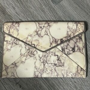 COPY - REBECCA MINKOFF MARBLE ENVELOPE CLUTCH W ZIPPERS SNAP CLOSURE